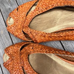 Jeffrey Campbell Orange Woven Flats soft leather